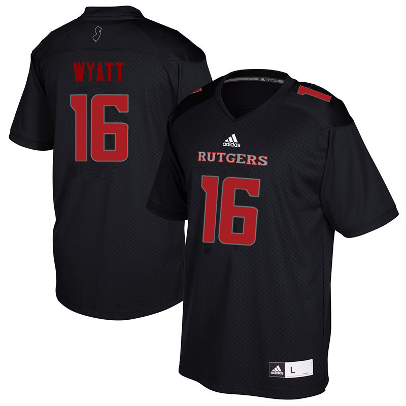 Men #16 Tommy Wyatt Rutgers Scarlet Knights College Football Jerseys Sale-Black